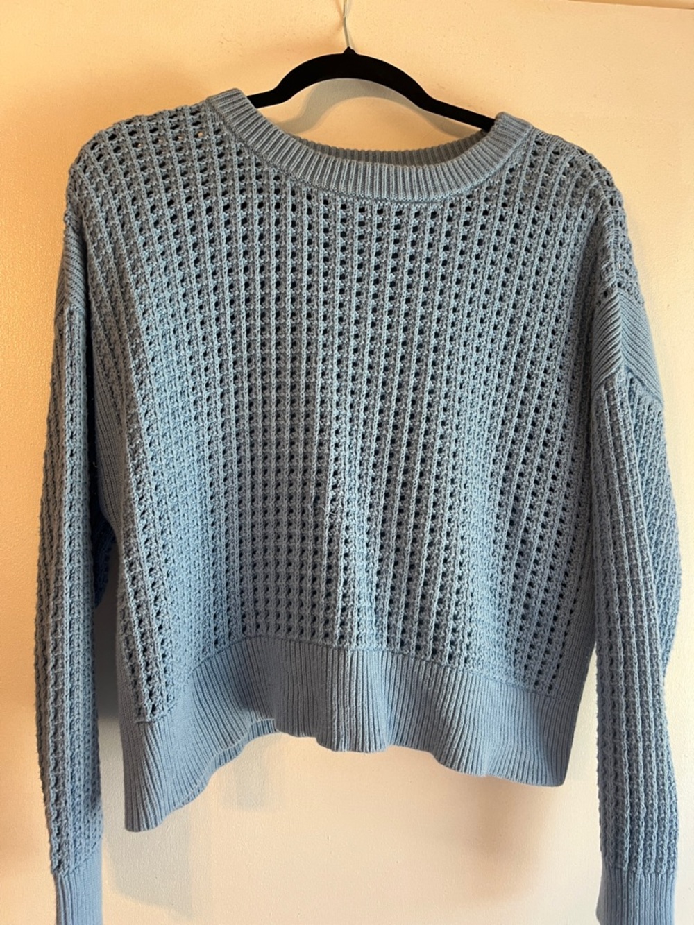 Old Navy Light Blue Open-Weave Crewneck Sweater